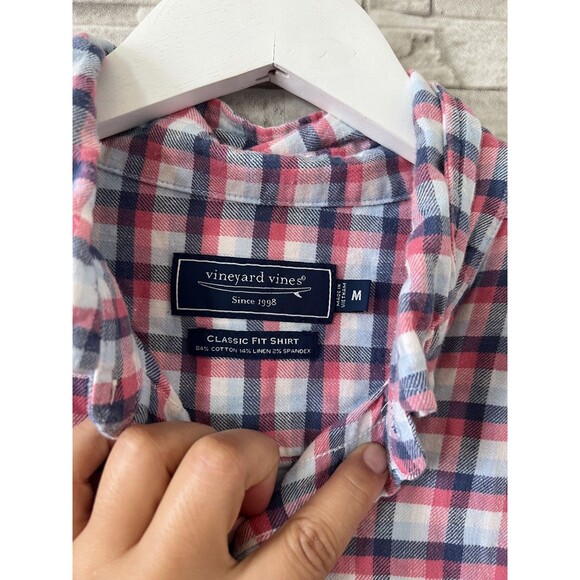 Vineyard Vines Button Down Shirt Mens M Performance Check Classic Fit Tucker - Picture 4 of 8